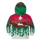Personalized South Sydney Rabbitohs Kid Hoodie Y2K Grunge Aesthetic With Cyber Flames and Starburst Graphics
