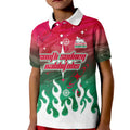 Personalized South Sydney Rabbitohs Kid Polo Shirt Y2K Grunge Aesthetic With Cyber Flames and Starburst Graphics