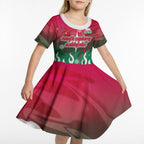 Personalized South Sydney Rabbitohs Kid Short Sleeve Dress Y2K Grunge Aesthetic With Cyber Flames and Starburst Graphics