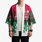 Personalized South Sydney Rabbitohs Kimono Y2K Grunge Aesthetic With Cyber Flames and Starburst Graphics