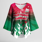 Personalized South Sydney Rabbitohs Kimono Sleeve Blouse Y2K Grunge Aesthetic With Cyber Flames and Starburst Graphics