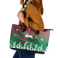 Personalized South Sydney Rabbitohs Leather Tote Bag Y2K Grunge Aesthetic With Cyber Flames and Starburst Graphics