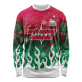 Personalized South Sydney Rabbitohs Long Sleeve Shirt Y2K Grunge Aesthetic With Cyber Flames and Starburst Graphics