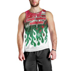 Personalized South Sydney Rabbitohs Men Tank Top Y2K Grunge Aesthetic With Cyber Flames and Starburst Graphics