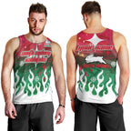 Personalized South Sydney Rabbitohs Men Tank Top Y2K Grunge Aesthetic With Cyber Flames and Starburst Graphics