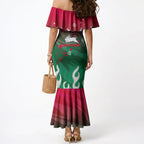 Personalized South Sydney Rabbitohs Mermaid Dress Y2K Grunge Aesthetic With Cyber Flames and Starburst Graphics