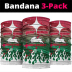 Personalized South Sydney Rabbitohs Neck Gaiter Y2K Grunge Aesthetic With Cyber Flames and Starburst Graphics