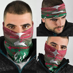 Personalized South Sydney Rabbitohs Neck Gaiter Y2K Grunge Aesthetic With Cyber Flames and Starburst Graphics