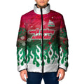 Personalized South Sydney Rabbitohs Padded Jacket Y2K Grunge Aesthetic With Cyber Flames and Starburst Graphics