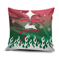 Personalized South Sydney Rabbitohs Pillow Cover Y2K Grunge Aesthetic With Cyber Flames and Starburst Graphics