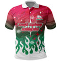 Personalized South Sydney Rabbitohs Polo Shirt Y2K Grunge Aesthetic With Cyber Flames and Starburst Graphics