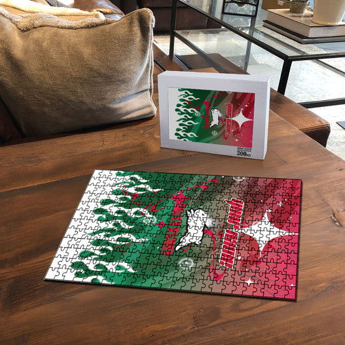 Personalized South Sydney Rabbitohs Puzzle Y2K Grunge Aesthetic With Cyber Flames and Starburst Graphics