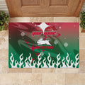 Personalized South Sydney Rabbitohs Rubber Doormat Y2K Grunge Aesthetic With Cyber Flames and Starburst Graphics