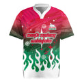 Personalized South Sydney Rabbitohs Rugby Jersey Y2K Grunge Aesthetic With Cyber Flames and Starburst Graphics