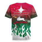 Personalized South Sydney Rabbitohs Rugby Jersey Y2K Grunge Aesthetic With Cyber Flames and Starburst Graphics