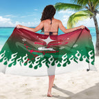 Personalized South Sydney Rabbitohs Sarong Y2K Grunge Aesthetic With Cyber Flames and Starburst Graphics