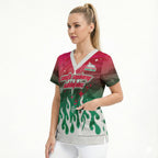 Personalized South Sydney Rabbitohs Scrub Top Y2K Grunge Aesthetic With Cyber Flames and Starburst Graphics