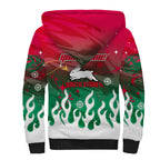 Personalized South Sydney Rabbitohs Sherpa Hoodie Y2K Grunge Aesthetic With Cyber Flames and Starburst Graphics