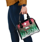 Personalized South Sydney Rabbitohs Shoulder Handbag Y2K Grunge Aesthetic With Cyber Flames and Starburst Graphics