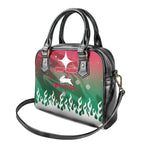 Personalized South Sydney Rabbitohs Shoulder Handbag Y2K Grunge Aesthetic With Cyber Flames and Starburst Graphics