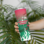 Personalized South Sydney Rabbitohs Skinny Tumbler Y2K Grunge Aesthetic With Cyber Flames and Starburst Graphics