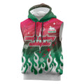 Personalized South Sydney Rabbitohs Sleeveless Hoodie Y2K Grunge Aesthetic With Cyber Flames and Starburst Graphics