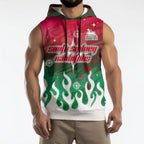 Personalized South Sydney Rabbitohs Sleeveless Hoodie Y2K Grunge Aesthetic With Cyber Flames and Starburst Graphics