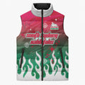 Personalized South Sydney Rabbitohs Sleeveless Puffer Jacket Y2K Grunge Aesthetic With Cyber Flames and Starburst Graphics