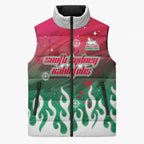 Personalized South Sydney Rabbitohs Sleeveless Puffer Jacket Y2K Grunge Aesthetic With Cyber Flames and Starburst Graphics