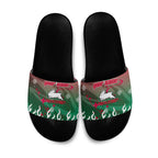 Personalized South Sydney Rabbitohs Slide Sandals Y2K Grunge Aesthetic With Cyber Flames and Starburst Graphics