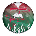 Personalized South Sydney Rabbitohs Spare Tire Cover Y2K Grunge Aesthetic With Cyber Flames and Starburst Graphics