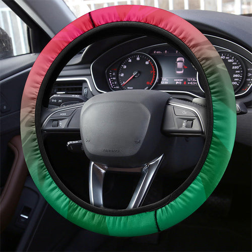 South Sydney Rabbitohs Steering Wheel Cover Y2K Grunge Aesthetic With Cyber Flames and Starburst Graphics