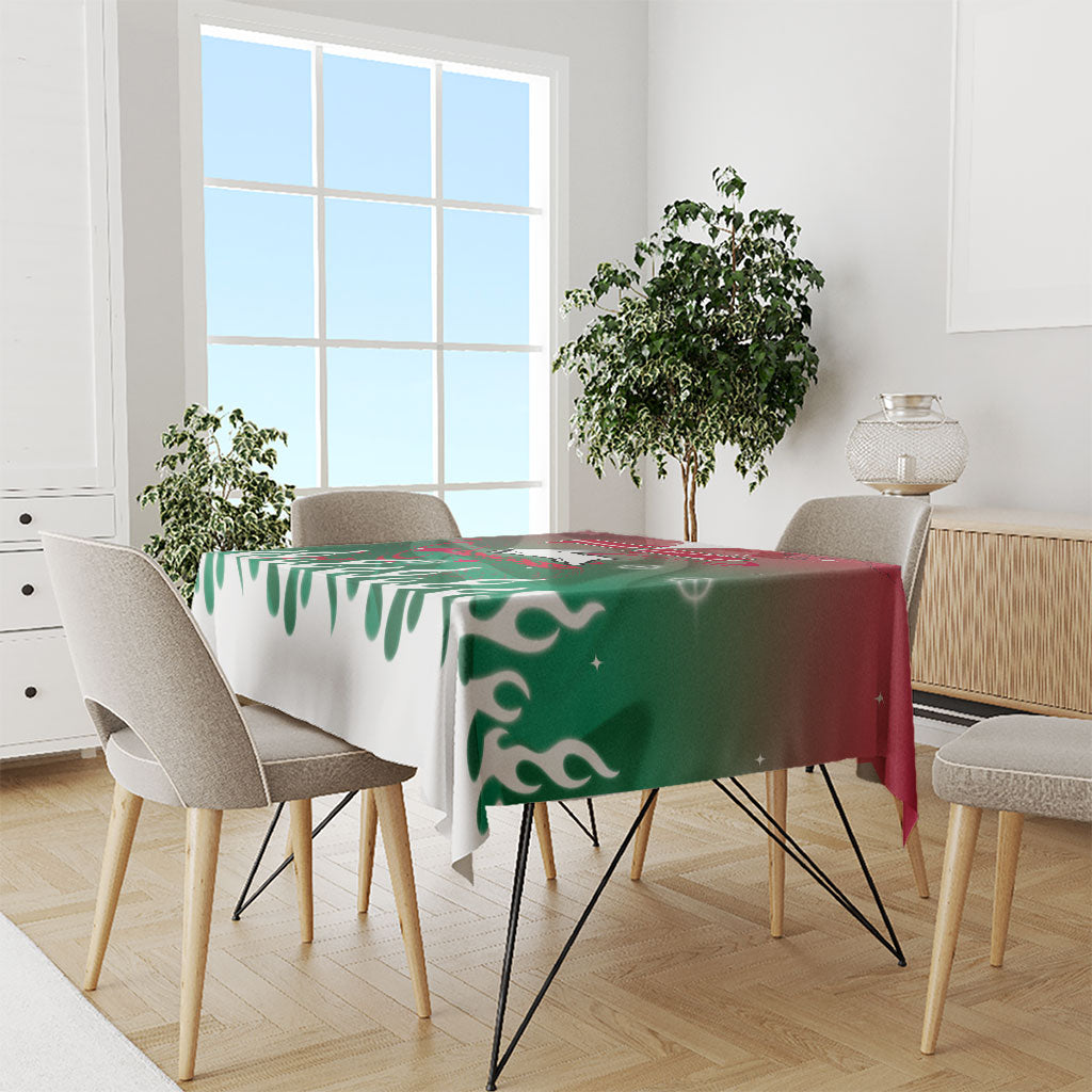 Personalized South Sydney Rabbitohs Tablecloth Y2K Grunge Aesthetic With Cyber Flames and Starburst Graphics