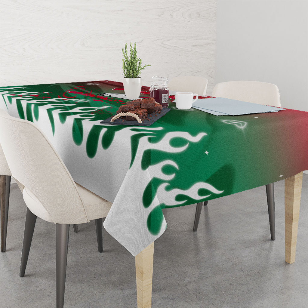 Personalized South Sydney Rabbitohs Tablecloth Y2K Grunge Aesthetic With Cyber Flames and Starburst Graphics