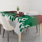 Personalized South Sydney Rabbitohs Tablecloth Y2K Grunge Aesthetic With Cyber Flames and Starburst Graphics