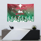 Personalized South Sydney Rabbitohs Tapestry Y2K Grunge Aesthetic With Cyber Flames and Starburst Graphics