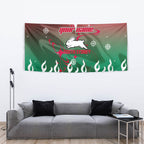 Personalized South Sydney Rabbitohs Tapestry Y2K Grunge Aesthetic With Cyber Flames and Starburst Graphics