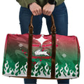 Personalized South Sydney Rabbitohs Travel Bag Y2K Grunge Aesthetic With Cyber Flames and Starburst Graphics