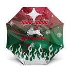 Personalized South Sydney Rabbitohs Umbrella Y2K Grunge Aesthetic With Cyber Flames and Starburst Graphics
