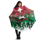Personalized South Sydney Rabbitohs Umbrella Y2K Grunge Aesthetic With Cyber Flames and Starburst Graphics