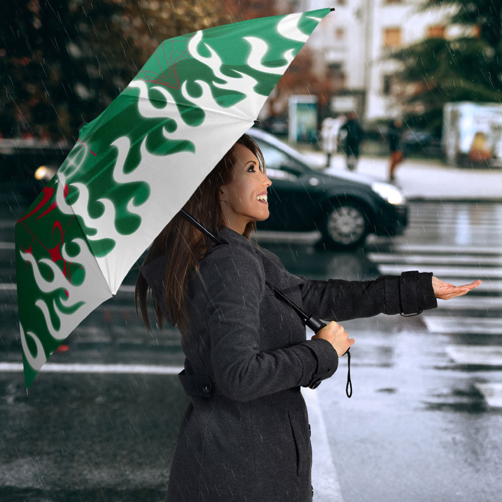 Personalized South Sydney Rabbitohs Umbrella Y2K Grunge Aesthetic With Cyber Flames and Starburst Graphics