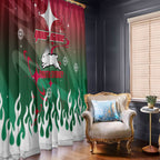 Personalized South Sydney Rabbitohs Window Curtain Y2K Grunge Aesthetic With Cyber Flames and Starburst Graphics