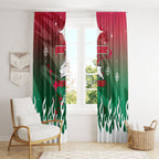 Personalized South Sydney Rabbitohs Window Curtain Y2K Grunge Aesthetic With Cyber Flames and Starburst Graphics