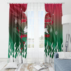 Personalized South Sydney Rabbitohs Window Curtain Y2K Grunge Aesthetic With Cyber Flames and Starburst Graphics