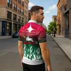 Personalized South Sydney Rabbitohs Zipper Polo Shirt Y2K Grunge Aesthetic With Cyber Flames and Starburst Graphics