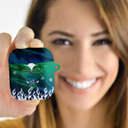 Personalized Canberra Raiders AirPods Case Y2K Grunge Aesthetic With Cyber Flames and Starburst Graphics
