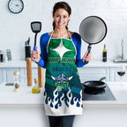 Personalized Canberra Raiders Apron Y2K Grunge Aesthetic With Cyber Flames and Starburst Graphics