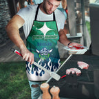 Personalized Canberra Raiders Apron Y2K Grunge Aesthetic With Cyber Flames and Starburst Graphics