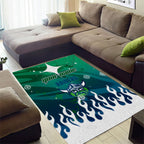 Personalized Canberra Raiders Area Rug Y2K Grunge Aesthetic With Cyber Flames and Starburst Graphics