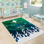 Personalized Canberra Raiders Area Rug Y2K Grunge Aesthetic With Cyber Flames and Starburst Graphics